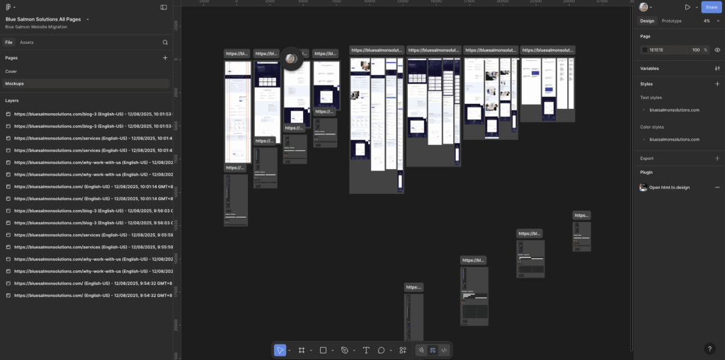 Figma mockups, extracted from Framer
